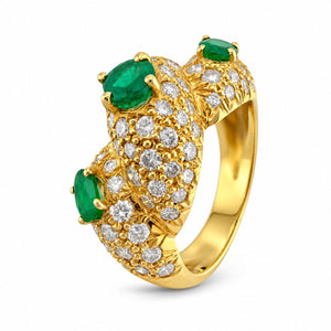 18K Yellow Gold 1.32ct Diamond & Emerald Ring Diamond