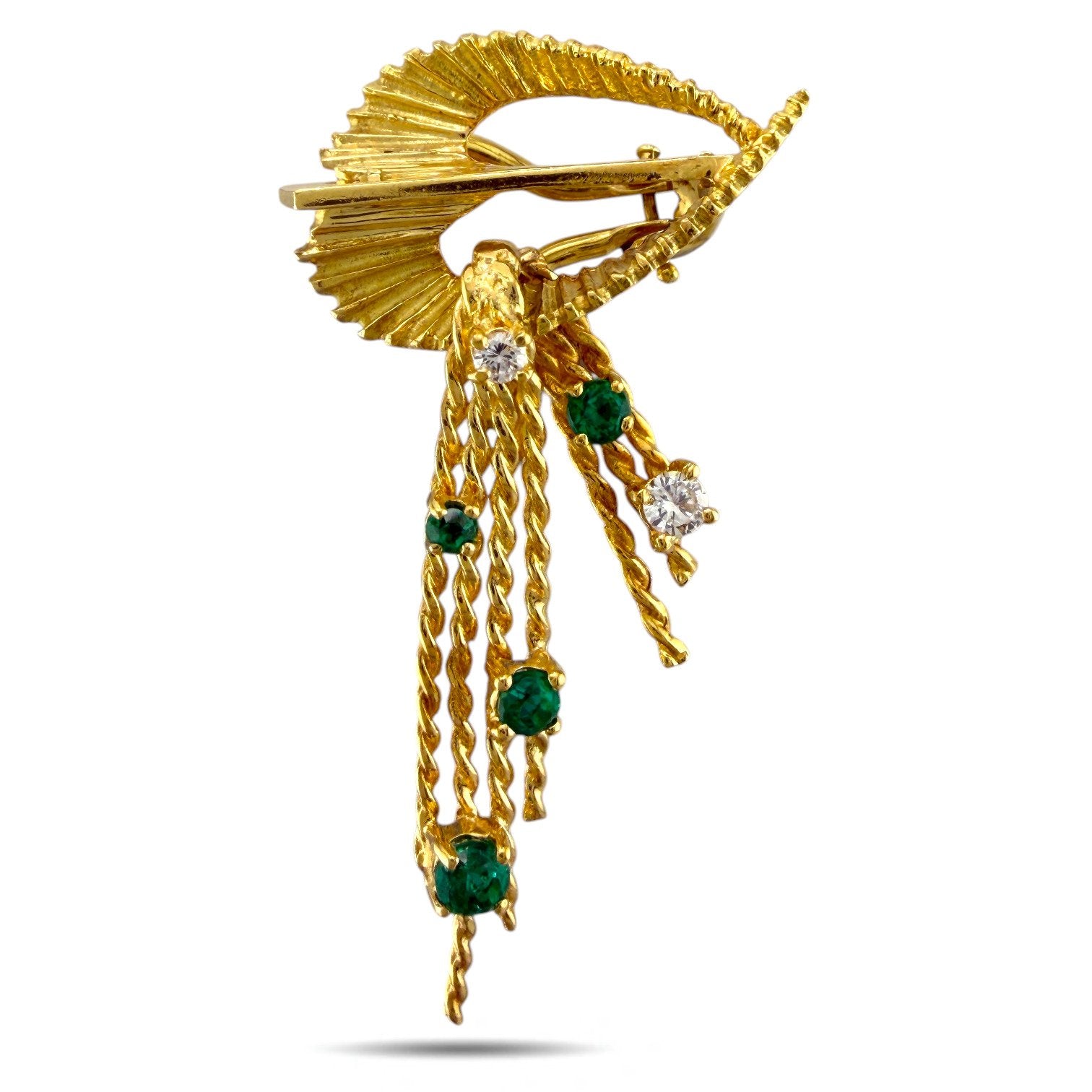 18K Yellow Gold Emerald and Diamond Clip-On Earrings