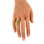 Vintage 14K Yellow Gold Dolphin Motif 0.4ct Opal Ring