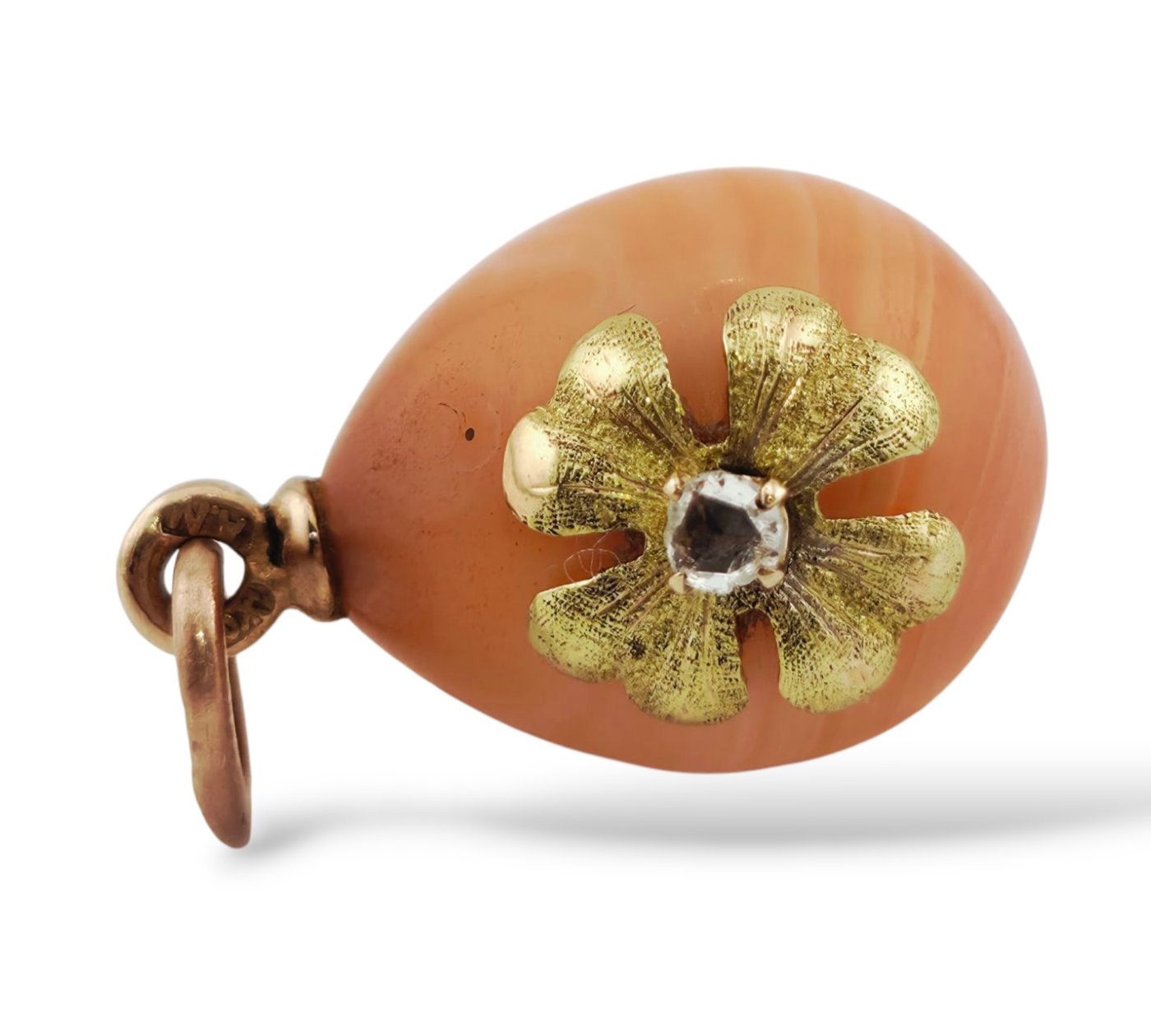 Imperial Russian Period, 56k (14K) Jeweled Gold and Diamond Egg pendant Diamond