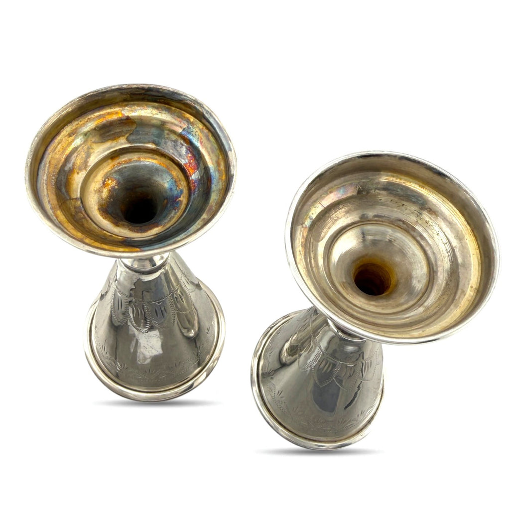 Imperial Russian 84 Zolotnik Silver Pair of Antique Cups