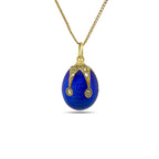 Imperial Russian 14K Yellow Gold and Blue Enamel 0.9ct Diamond Egg Pendant