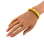 Italian 18K Yellow Gold Brushed 0.60ct Diamond Hinged Bracelet