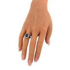 K. Faberge Imperial Russian 56K Rose Gold 1.00ct Diamond and 1.90ct Sapphire Ring