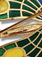Plique-à-jour Enamel and Diamond Brooch Butterfly