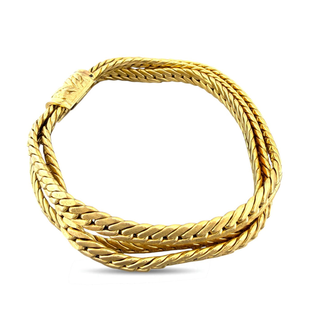 18K Yellow Gold Interwoven Three Band Bracelet