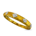 Italian 18K Yellow Gold Brushed 0.60ct Diamond Hinged Bracelet