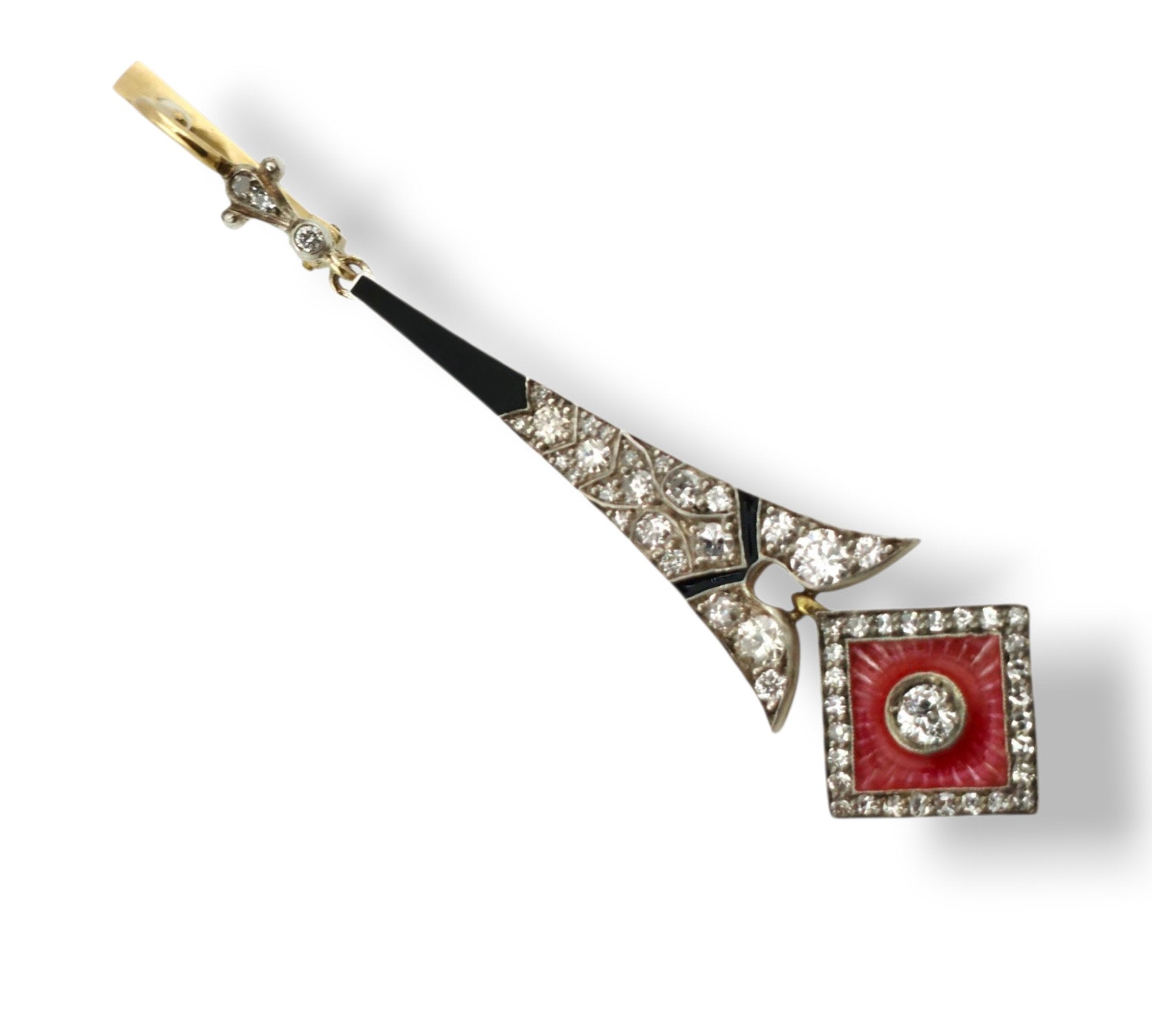 14 kt. Yellow gold, Imperial Russian 56K Gold, Enamel & 2.31 Carat Diamond Earrings, Circa 1900 -  2.31ct. tw.