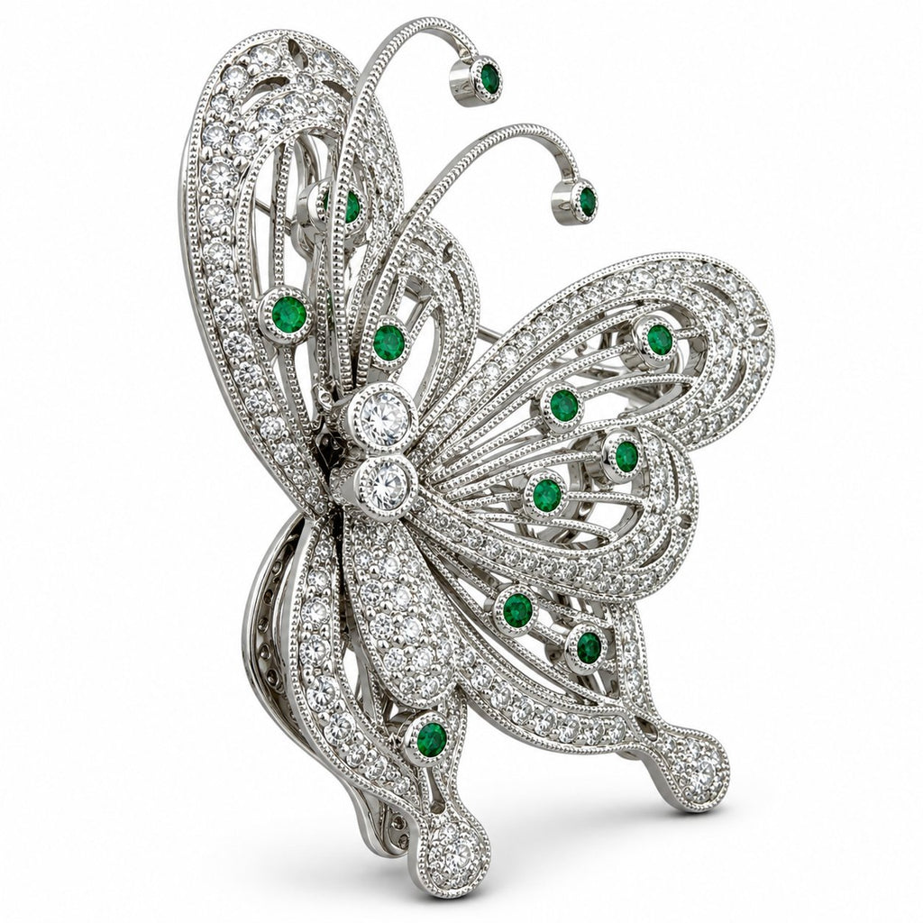 18K White Gold 1.0ct Diamond Movable Butterfly Brooch