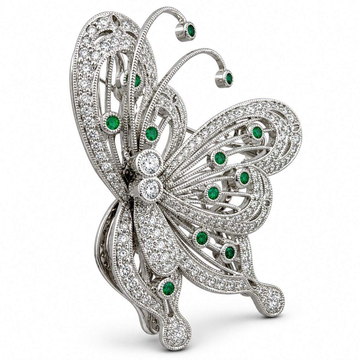 18K White Gold 1.0ct Diamond Movable Butterfly Brooch
