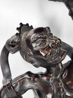 Antique Japanese Meiji Period Bronze Nio Ungyō Guardian Statue Koro (Incense Burner)