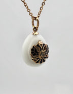 K. Faberge Russian Antique Gold Diamond & Blue Enamel Egg Pendant 1890s
