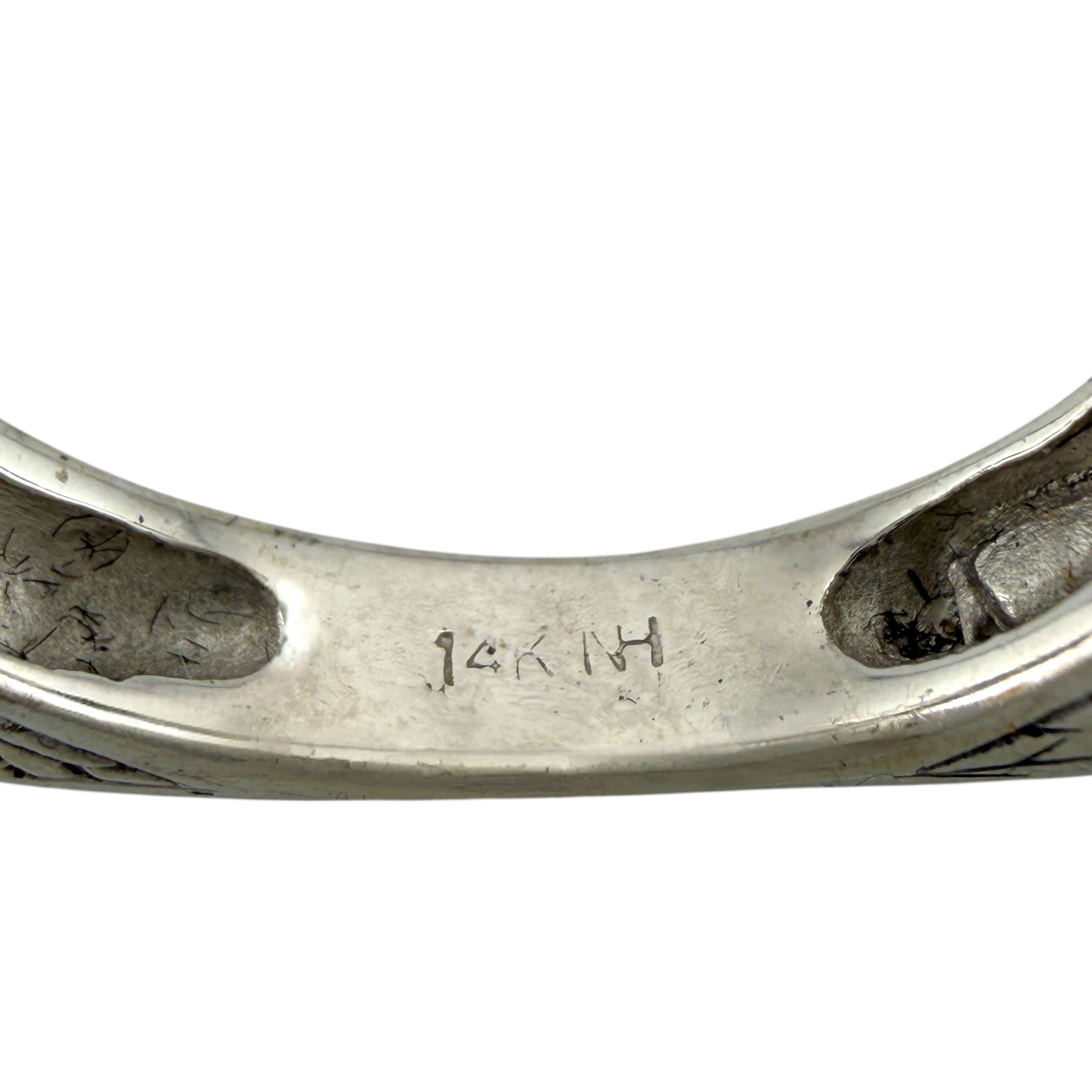 14K White Gold Square Sculptural 0.75ct Diamond Ring