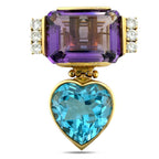 14K Yellow Gold 9.25ct Amethyst, 19.5ct Topaz and 1.5ct Diamond Convertible Brooch
