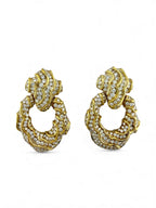 18K Yellow Gold 9.5ct Diamond Wavy Large Earrings