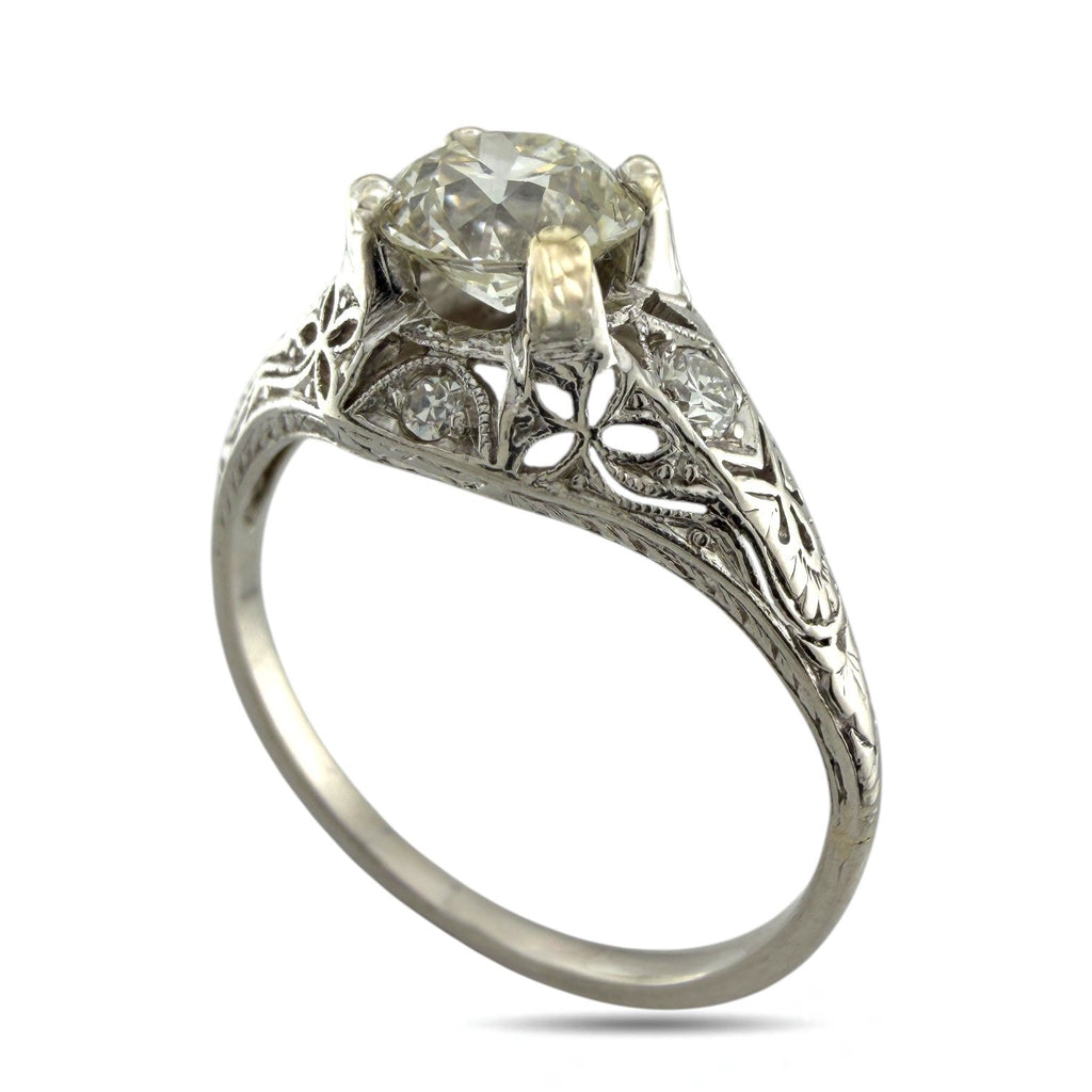 Sculpted Platinum 1.03ct Diamond Ring