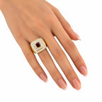 18K Yellow Gold 2.7ct Diamond and 1.20ct Ruby Ring -  3.90ct. tw. Diamond (Natural)  - Ruby