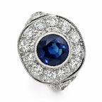 18K White Gold 3.5ct Diamond and 3ct Sapphire Art Deco Ring