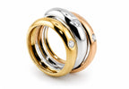 Italian Two Tone 18K  Gold and Diamond Ring