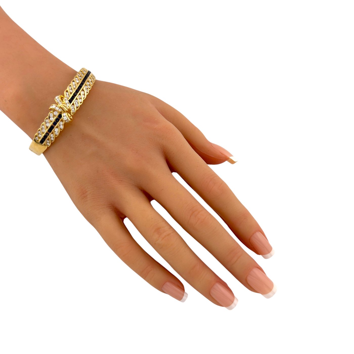 18K Yellow Gold 2.01ct Diamond and 1.00ct Sapphire Bow Bracelet