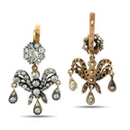 Imperial Russian 56K Rose Gold K. Faberge 3.75ct Diamond Earrings