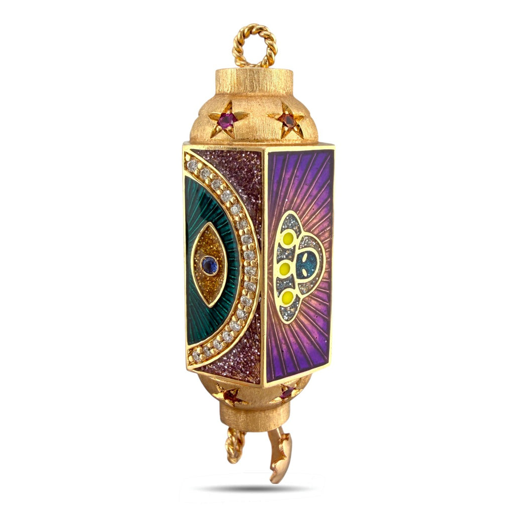 Pride Marie Lichtenberg 18K Rose Gold Rainbow Enamel and 0.15ct Diamond Two-Sided Pendant
