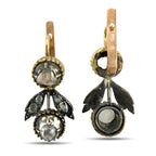 Imperial Russian 56 Rose and Yellow Gold and Old Cut 1.80ct Diamond Earrings