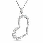 14K White Gold 1.50ct Diamond Heart Pendant Necklace