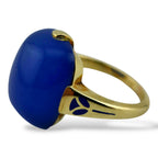14K Yellow Gold and Deep Blue Chalcedony Ring