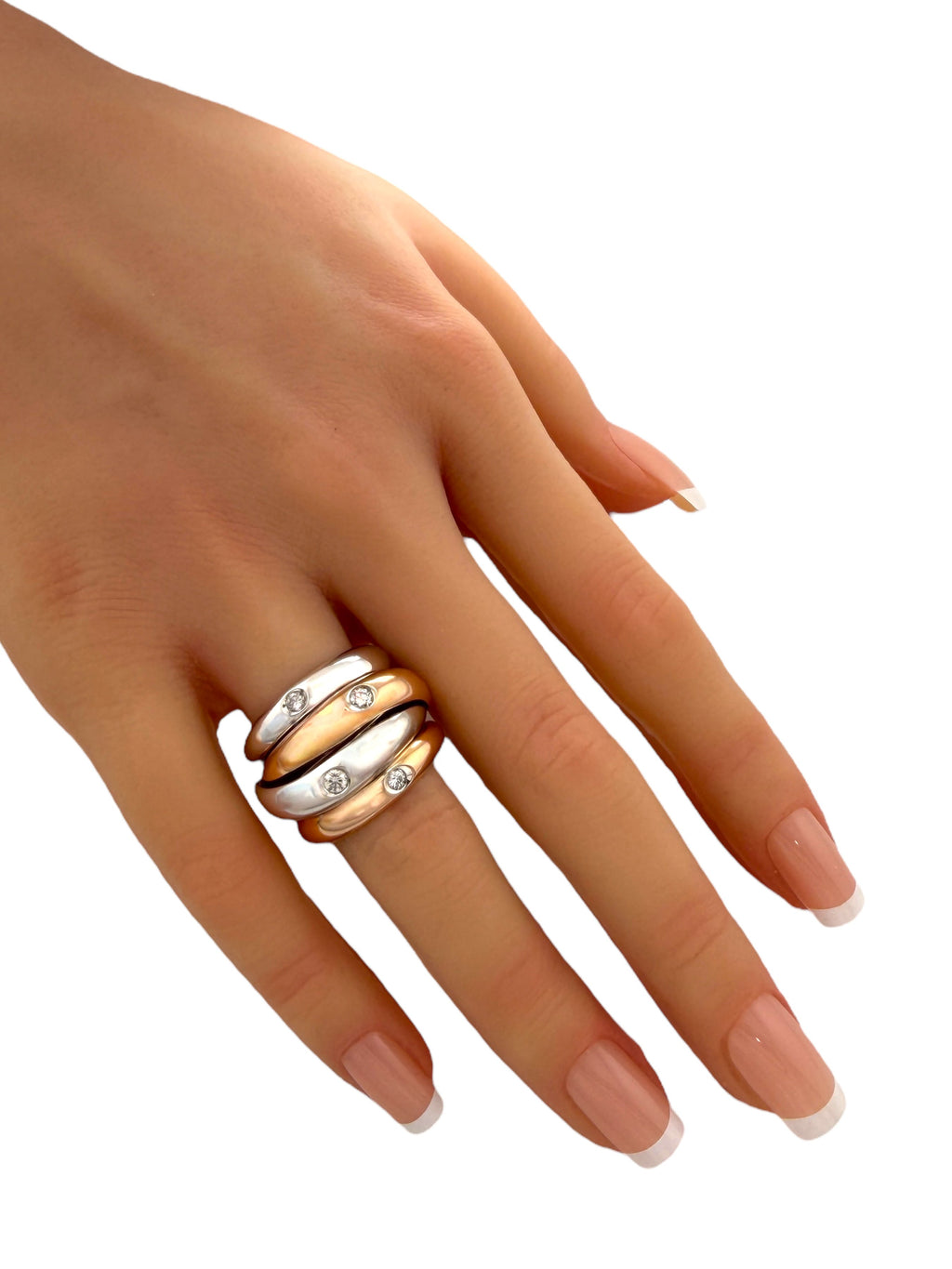 Two-Tone 18K Rose and White Gold 0.16ct Diamond Ring