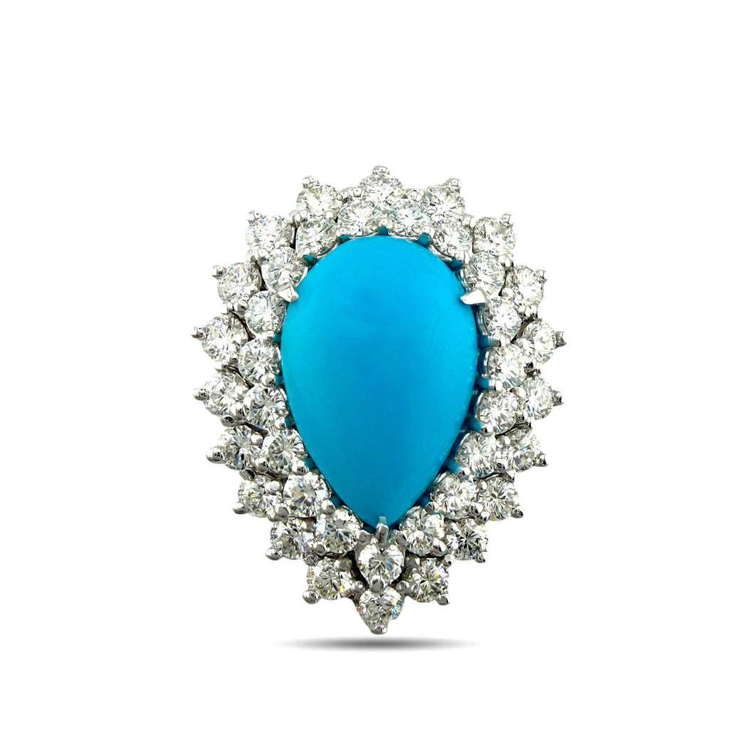 Earrings GIA Certified Turquoise and 12.02ct Diamond 950 Platinum Convertible Earrings Pendant Set
