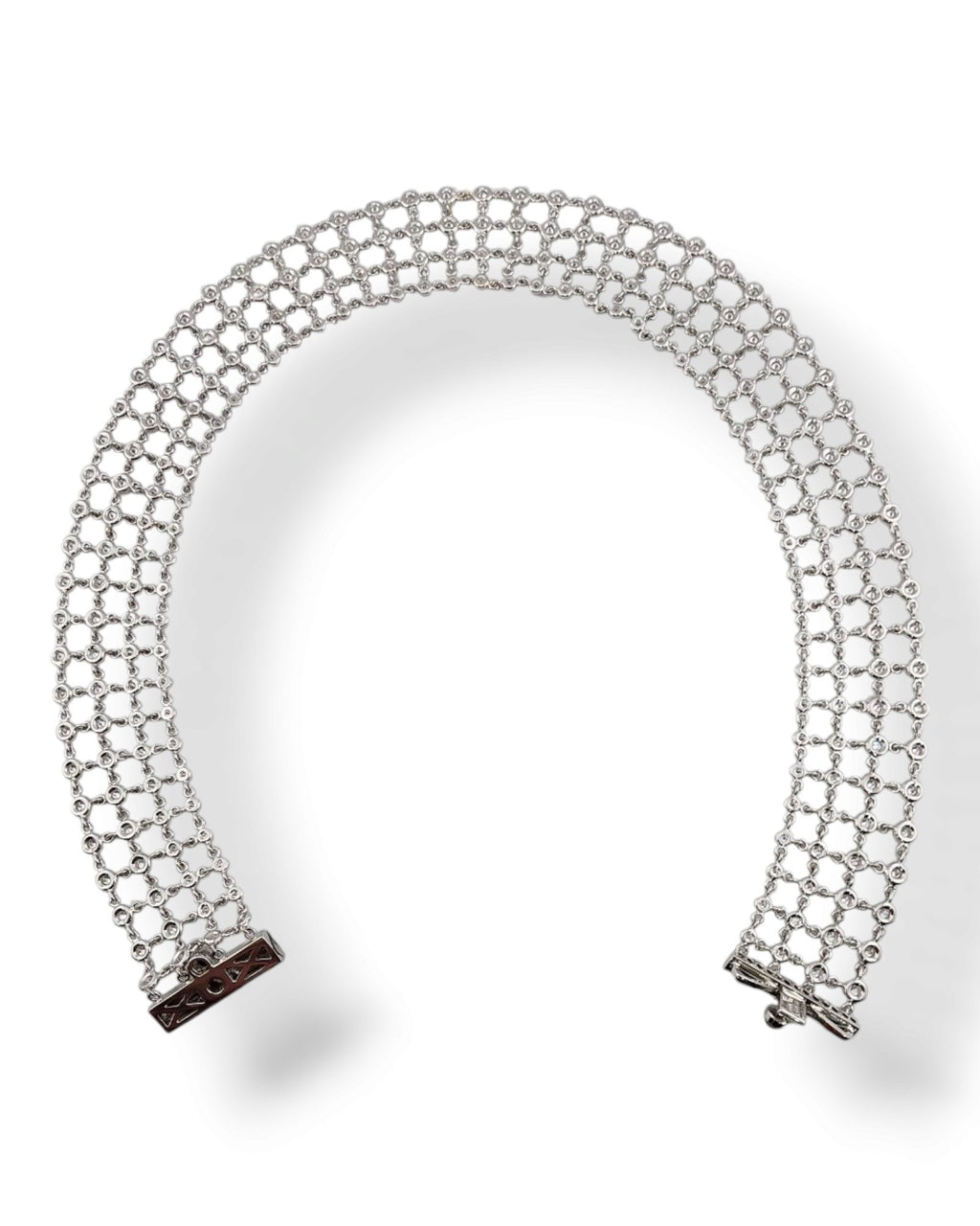 Robert Coin 18K White Gold and 9.0 Diamond Spider Web Design Necklace