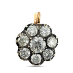 K. Faberge rose gold diamond cluster earring with large round center stone