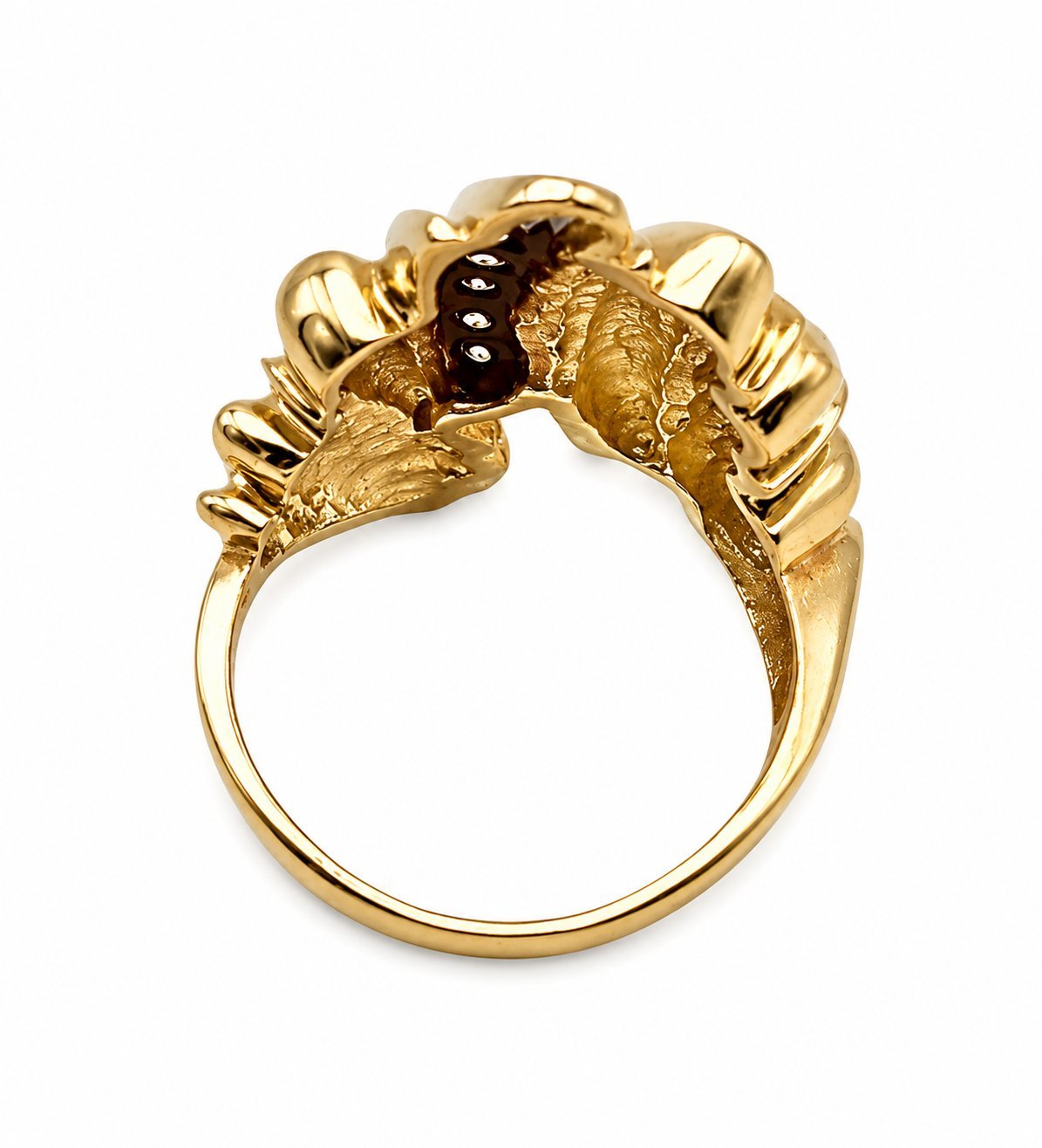 Large 18K Yellow Gold Ring with Diamonds