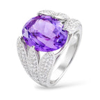 14K White Gold 1.10ct Diamond and Amethyst Ring