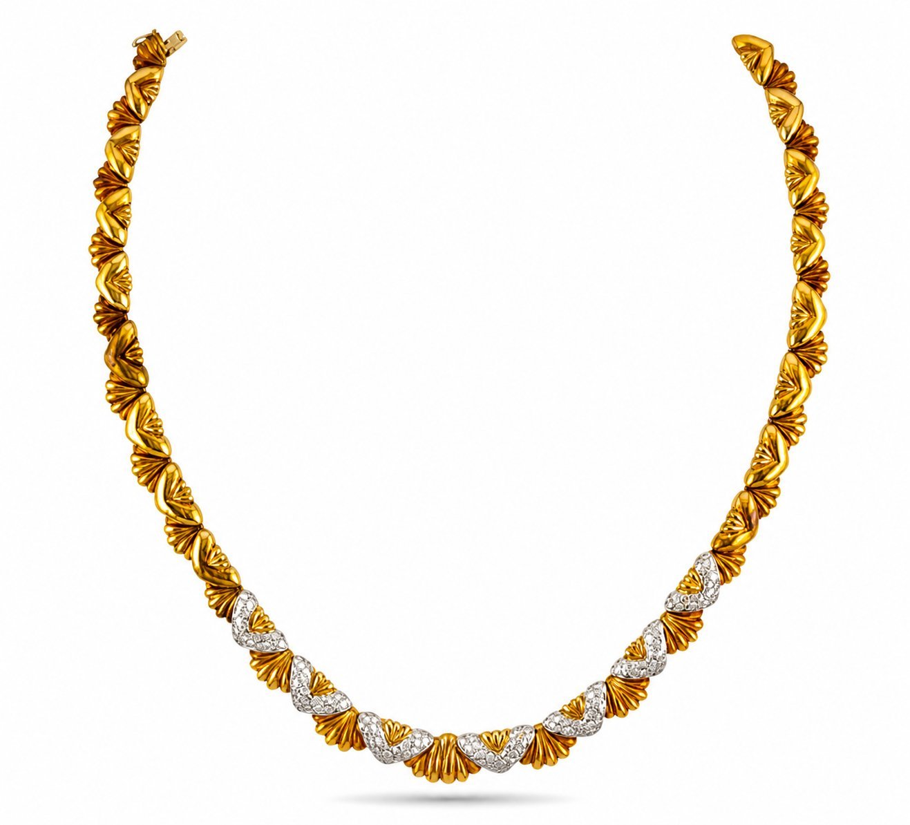 Vintage 18K Yellow Gold 3.05ct Diamond Flexible Choker Necklace
