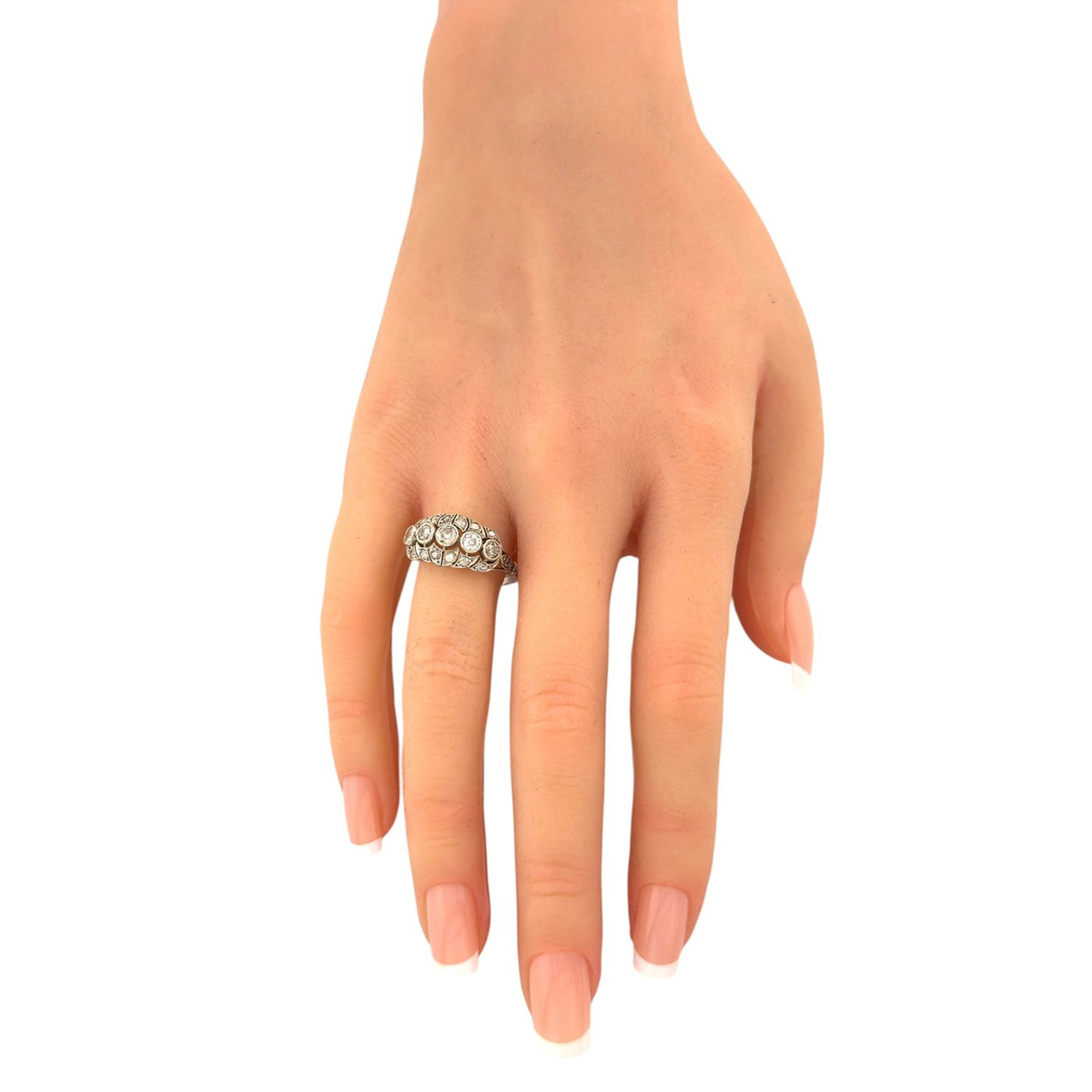 14K White Gold Antique Old Cut 1.00ct Diamond Ring