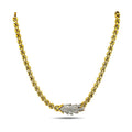 18K yellow gold diamond feather link necklace