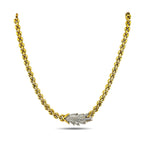18K yellow gold diamond feather link necklace