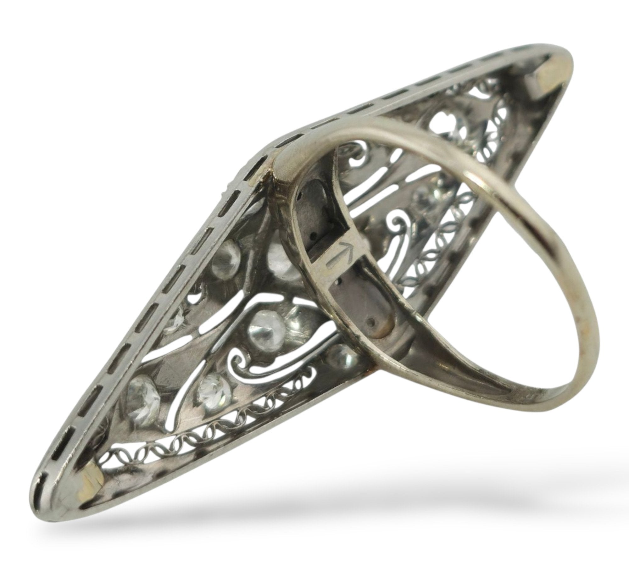 Art Deco Very Large 14K Gold and 1.25ct Diamond Ring