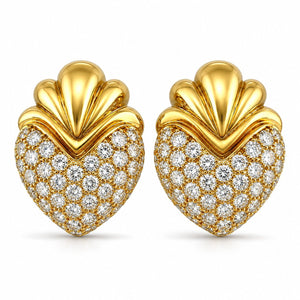 18K Yellow Gold 3.00ct Diamond Pave Earrings