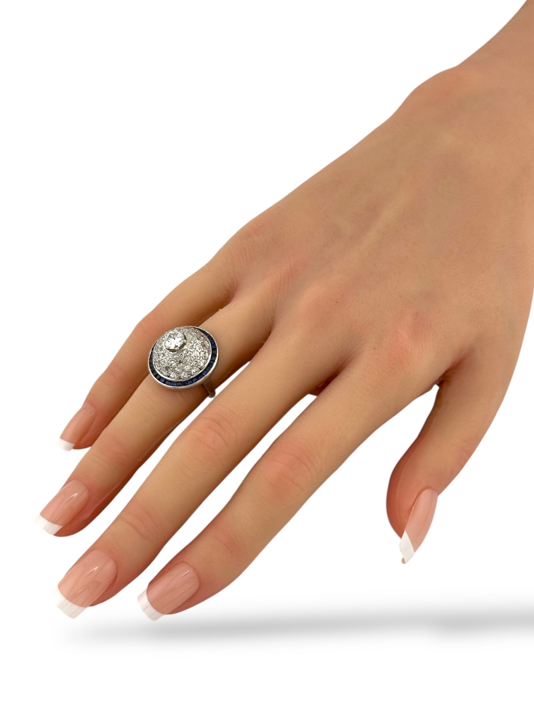Platinum and Diamond French Art Deco Ring