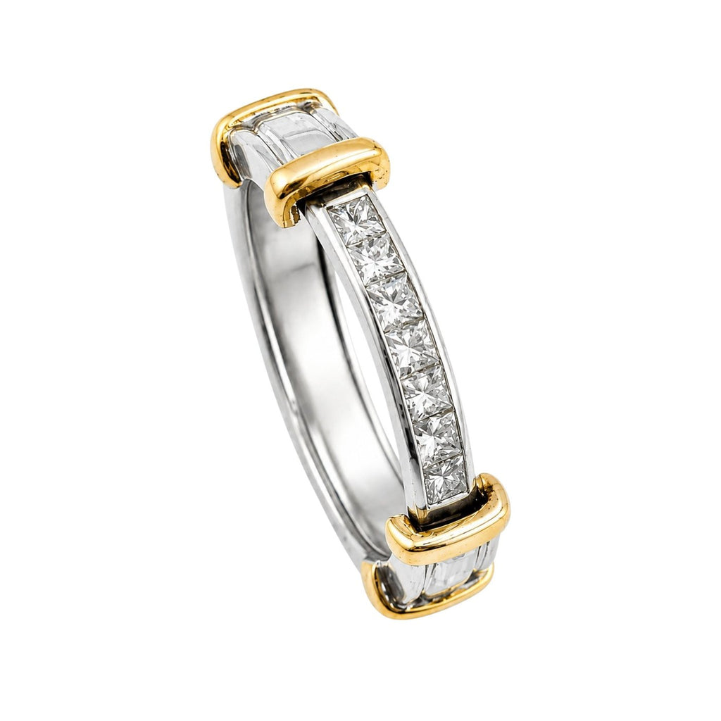 14K White and Yellow Gold and Diamond Band Ring