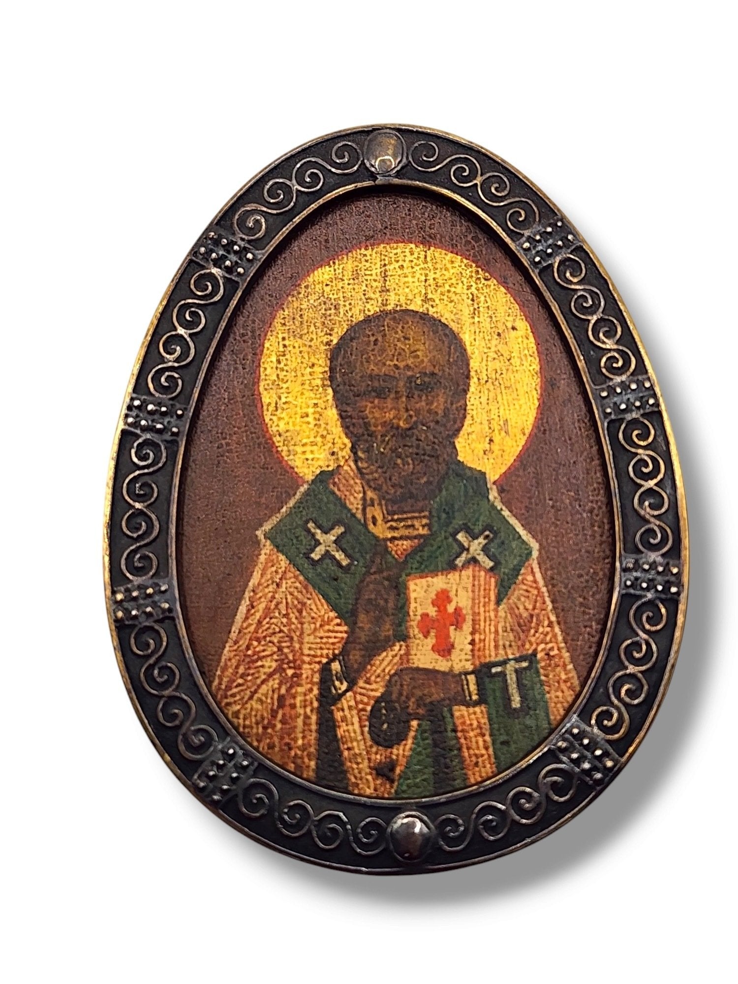 Antique Pavel Ovchinnikov Russian Silver Icon Circa 1909-1917