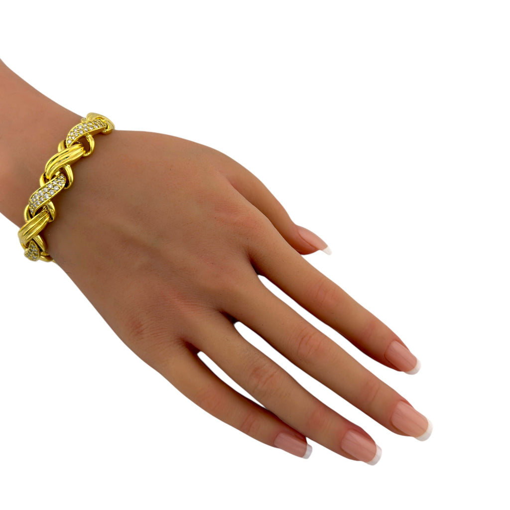Jose Hess 18K Yellow Gold 7ct Diamond Necklace and Bracelet Suite