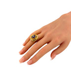 14K  Gold Blue Enamel Hidden Locket Compartment Ring