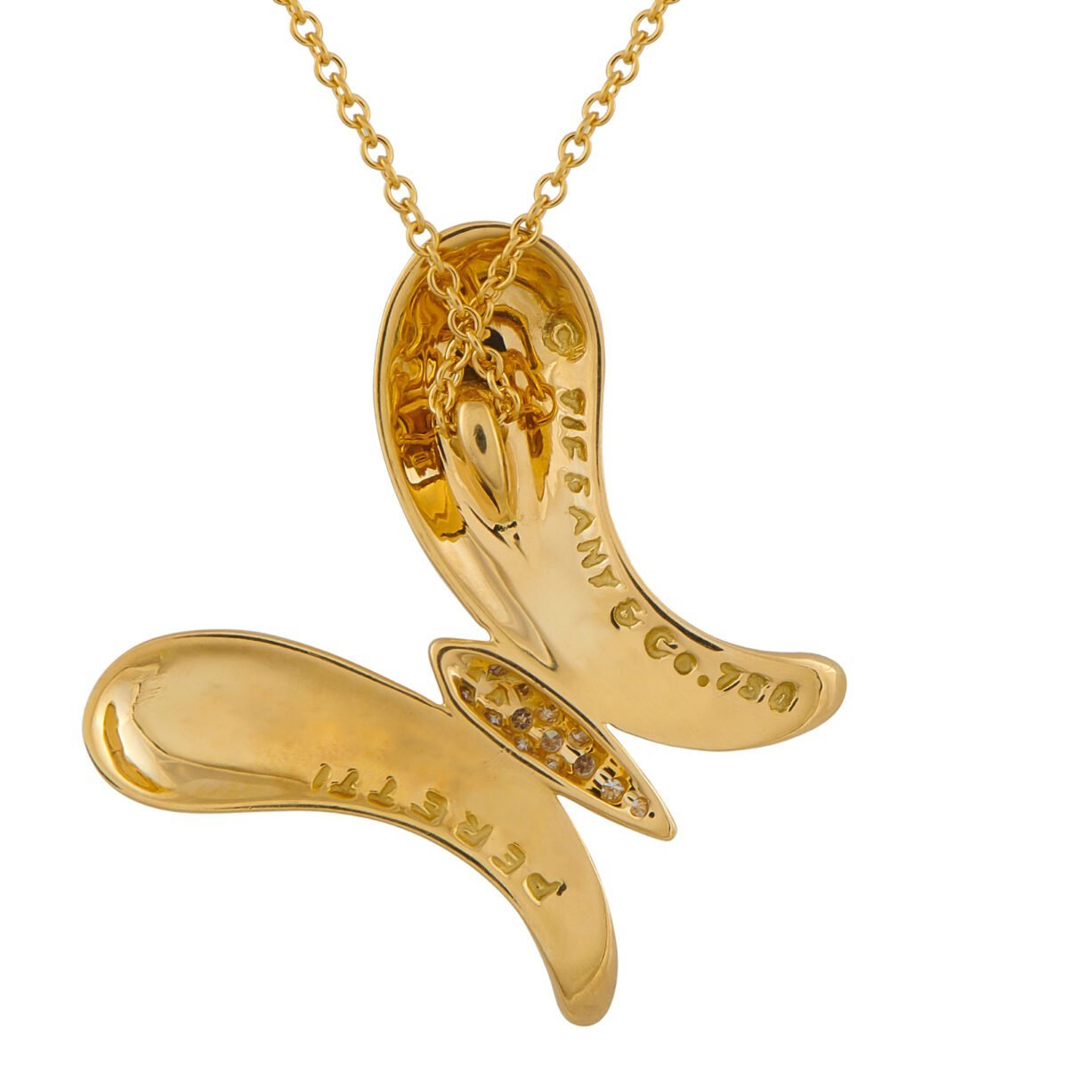 Tiffany & Co. 18K Yellow Gold Diamond Butterfly Necklace