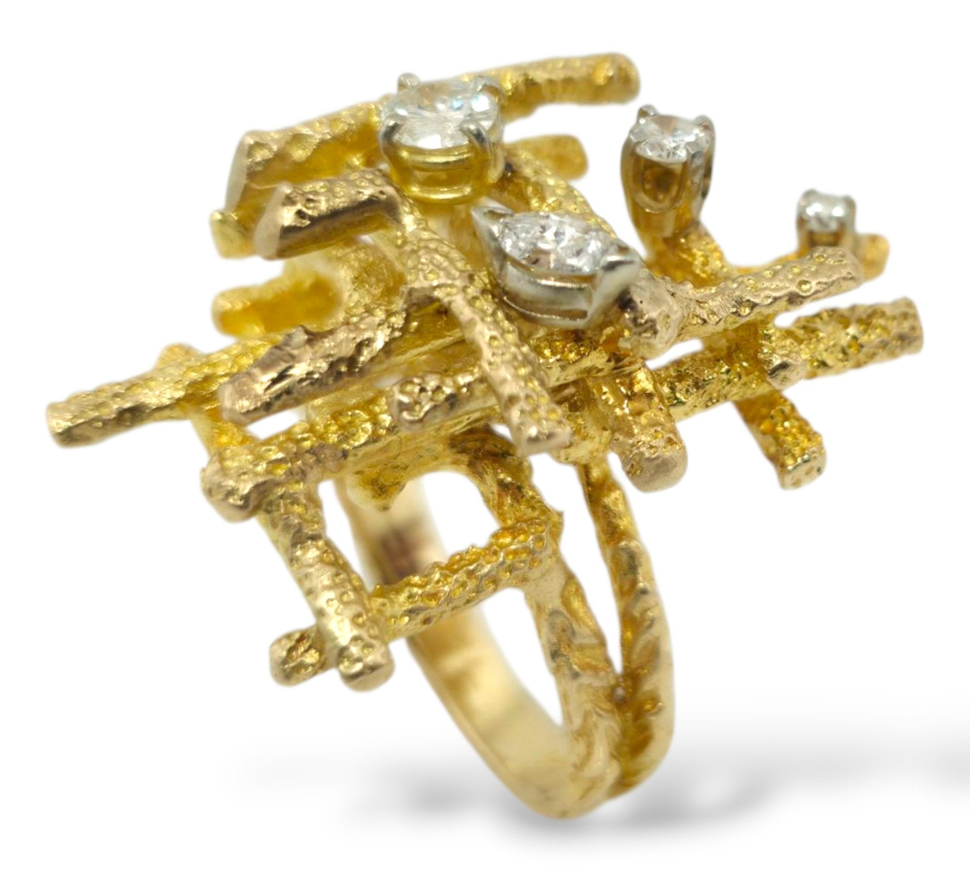 Large 14K Yellow Gold and 0.56ct Diamond Ring