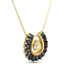 14K Yellow Gold Sapphire and 0.3ct Diamond Shoehorn Pendant Necklace