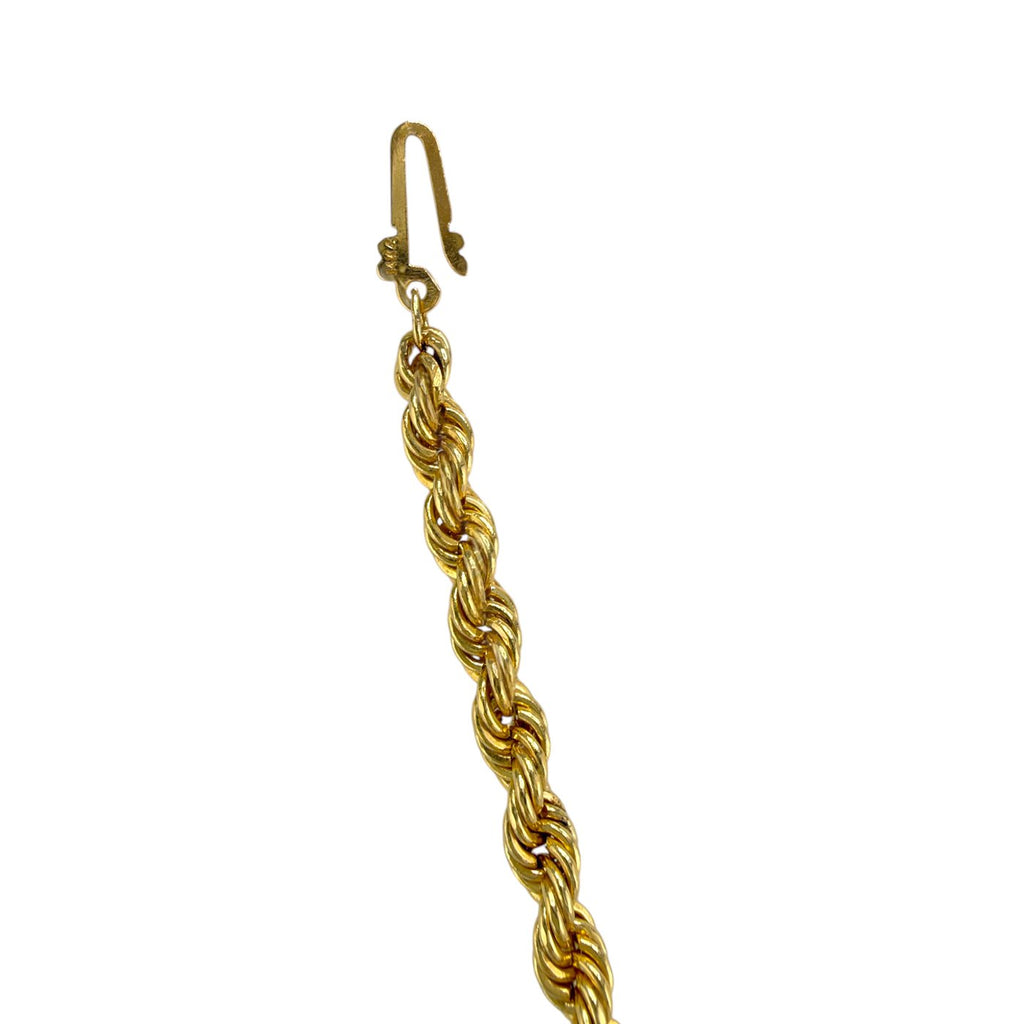 Gold rope chain necklace with lobster clasp and twisted link pattern